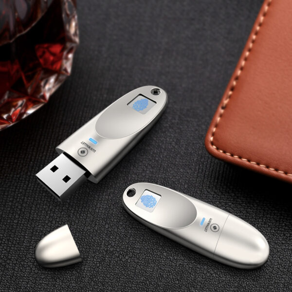 LUXWALLET® Infinity Series - Vingerafdruk 128GB USB 3.0 Stick Kluis AES256 Encryptie + Luxe Pouch - Afbeelding 5