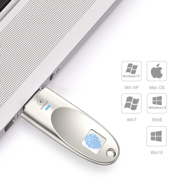 LUXWALLET® Infinity Series - Vingerafdruk 128GB USB 3.0 Stick Kluis AES256 Encryptie + Luxe Pouch - Afbeelding 3