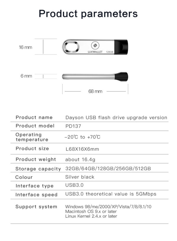 LUXWALLET® XPRO USB Stick - 128GB Stick - USB 3.0 - 80mbp/s Hoge Snelheid - Stootbestendig Design - Zilver - Afbeelding 16
