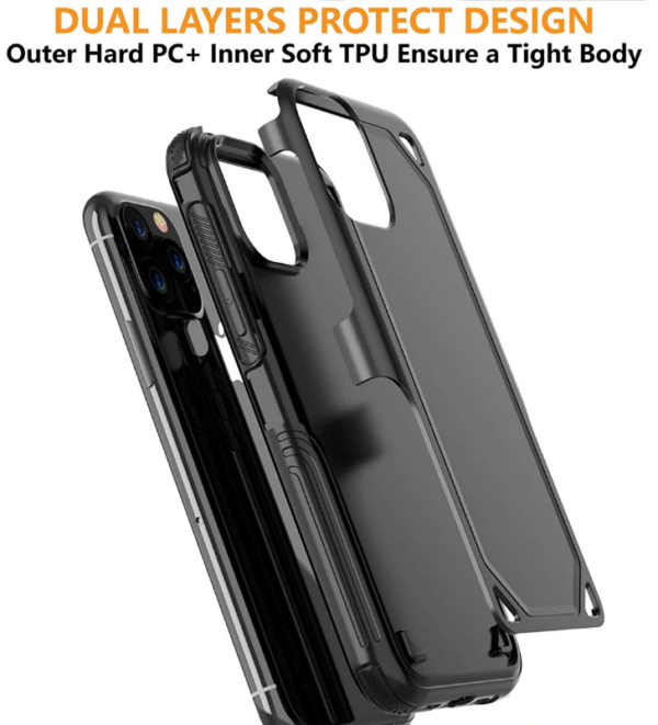 LUXWALLET® iPhone 11 Case - Desert Armor Drop Proof Hoes - Nightfall Black - Afbeelding 5