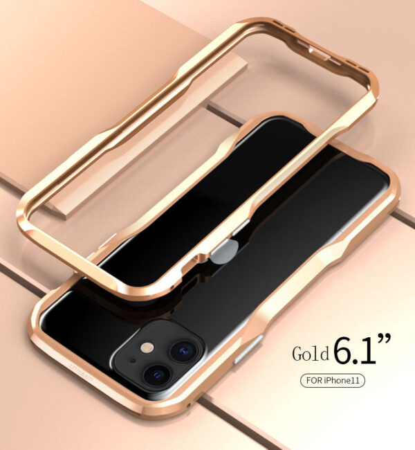 LUXWALLET®  Incisive Sword + Glas - Aluminium Bumper iPhone 11 6.1 inch - A6061 Aluminium Frame Case - Goud - Afbeelding 2