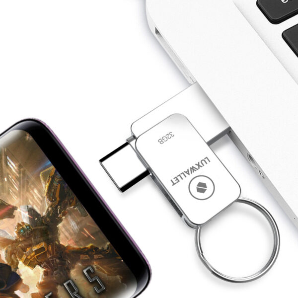 LUXWALLET PD5 Mini USB Stick 32GB USB-C Type-C OTG USB 3.0 Flash Drive – Geheugen – Zilver - Afbeelding 4