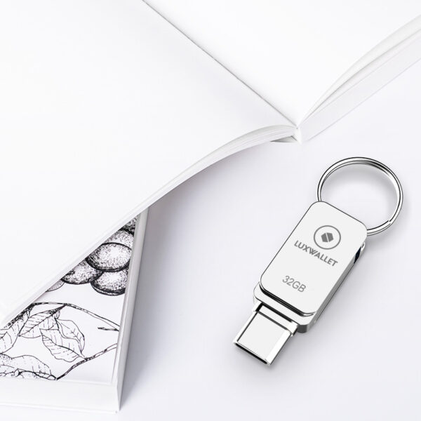 LUXWALLET PD5 Mini USB Stick 32GB USB-C Type-C OTG USB 3.0 Flash Drive – Geheugen – Zilver - Afbeelding 5
