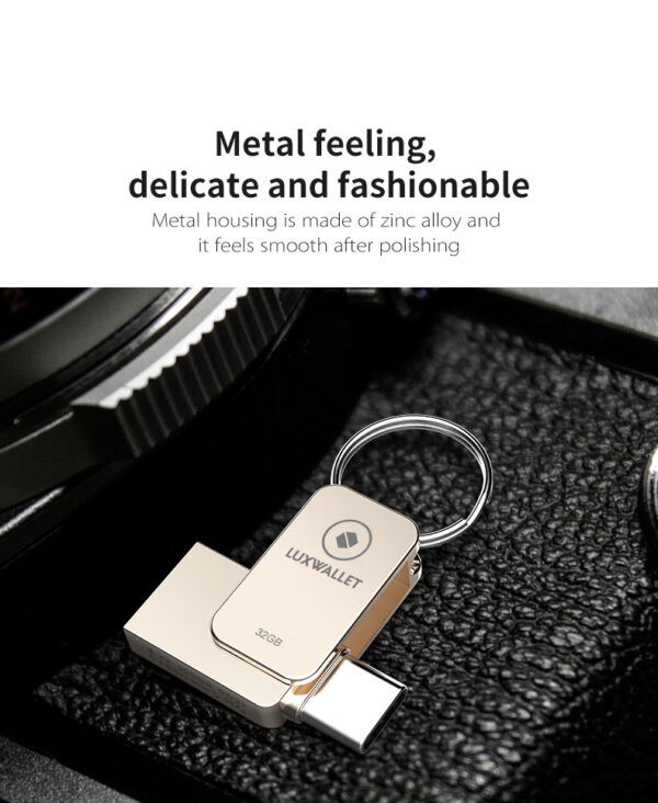 LUXWALLET PD5 Mini USB Stick 32GB USB-C Type-C OTG USB 3.0 Flash Drive – Geheugen – Zilver - Afbeelding 11
