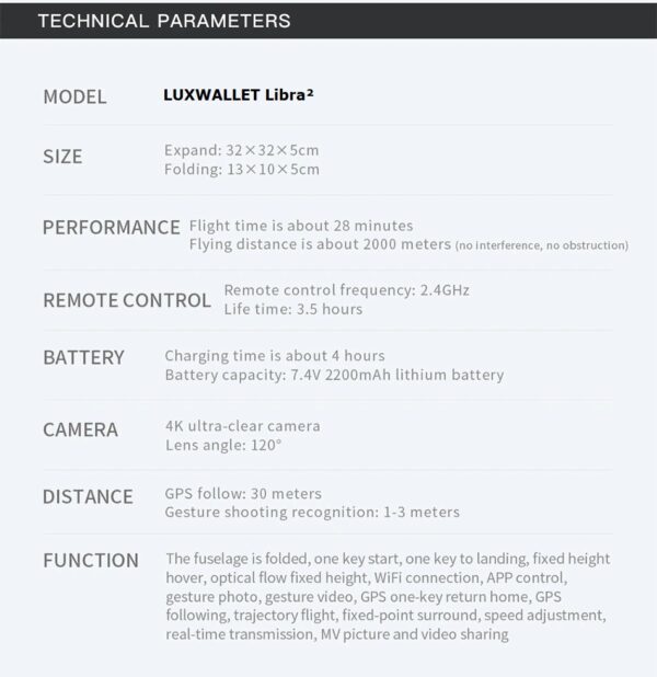 LUXWALLET LIBRA² - 30KM/h - 214 Gram - WiFi GPS Drone - 2MP - EIS Stabilisator - 1200 Meter 5G Afstand + 2x Accu - Afbeelding 39