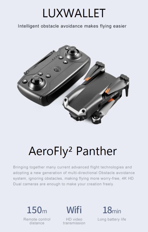 LUXWALLET® AeroFly² Dodge - Drone – 20km/h – 480P Mini Drone met Camera + Infrarood Obstakel Ontwijking - 150 Meter - IOS/Android - Afbeelding 2