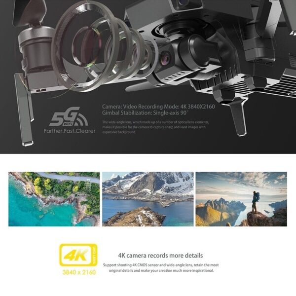 LUXWALLET Skyline5 – 40 km/h - 5Ghz Professionele Drone Met 3 Assige Gimbal – Mobiele App – Drone Met  Echte 4K Camera - Grijs - Afbeelding 18