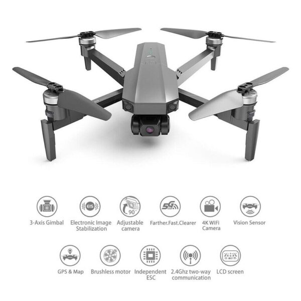 LUXWALLET Skyline5 – 40 km/h - 5Ghz Professionele Drone Met 3 Assige Gimbal – Mobiele App – Drone Met  Echte 4K Camera - Grijs - Afbeelding 13