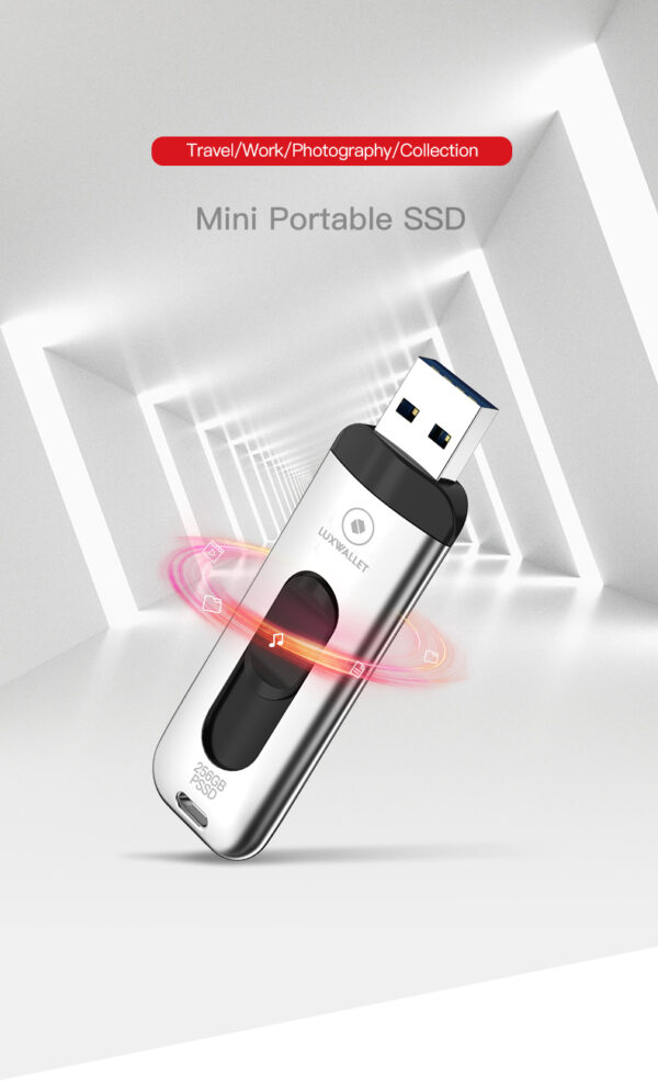 LUXWALLET SSD1 - Flash Drive 512GB - 300 MB/s - USB 3.1/3.0 – Draagbare SSD Hard Drive - Solid State Drive - Afbeelding 5