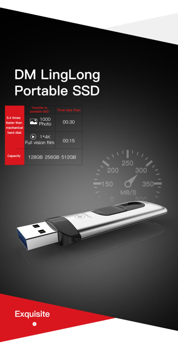 LUXWALLET SSD1 - Flash Drive 512GB - 300 MB/s - USB 3.1/3.0 – Draagbare SSD Hard Drive - Solid State Drive - Afbeelding 7