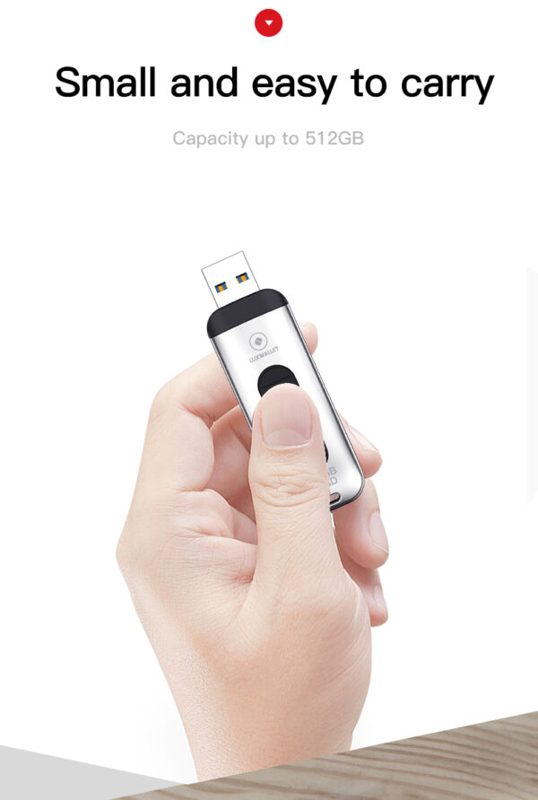 LUXWALLET SSD1 - Flash Drive 512GB - 300 MB/s - USB 3.1/3.0 – Draagbare SSD Hard Drive - Solid State Drive - Afbeelding 4