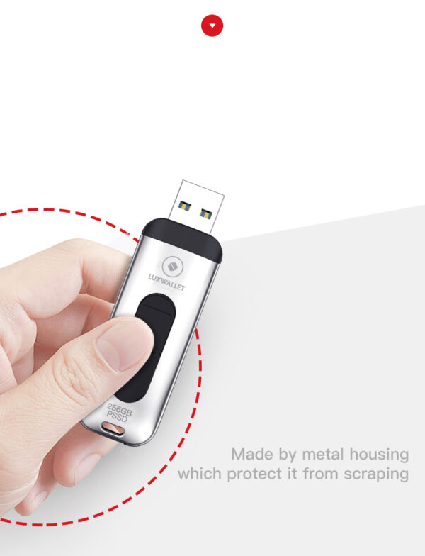 LUXWALLET SSD1 - Flash Drive 512GB - 300 MB/s - USB 3.1/3.0 – Draagbare SSD Hard Drive - Solid State Drive - Afbeelding 9