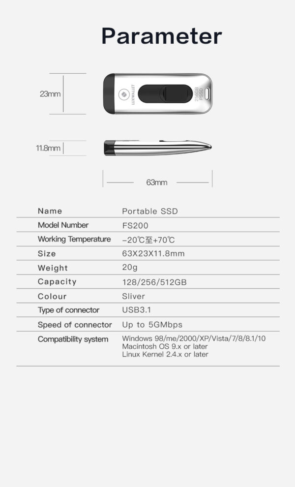 LUXWALLET SSD1 - Flash Drive 512GB - 300 MB/s - USB 3.1/3.0 – Draagbare SSD Hard Drive - Solid State Drive - Afbeelding 13