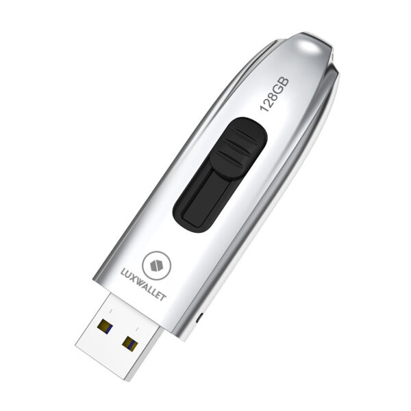 LUXWALLET PROX7 - Metalen USB 3.1 Stick - 128GB Opslag - Draagbare Opslag Flash Drive – Uitschuifbare Ontwerp - Zilver - Afbeelding 2