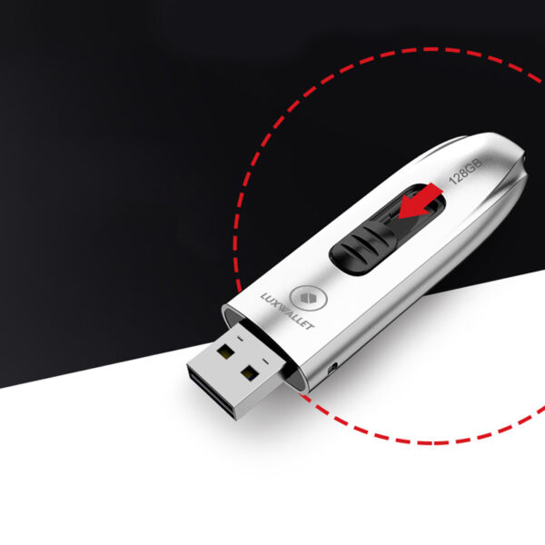 LUXWALLET PROX7 - Metalen USB 3.1 Stick - 128GB Opslag - Draagbare Opslag Flash Drive – Uitschuifbare Ontwerp - Zilver - Afbeelding 13