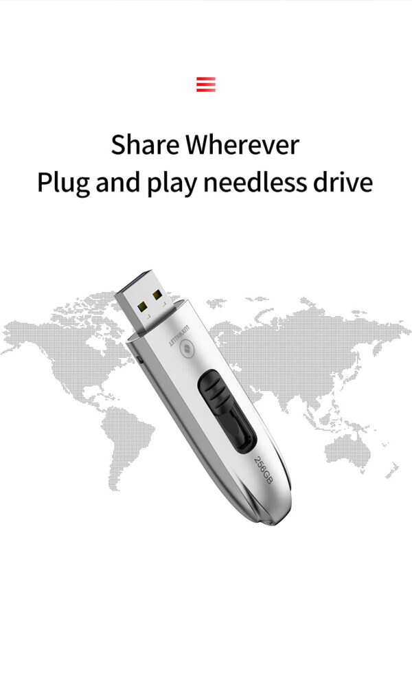 LUXWALLET PROX7 - Metalen USB 3.1 Stick - 128GB Opslag - Draagbare Opslag Flash Drive – Uitschuifbare Ontwerp - Zilver - Afbeelding 11