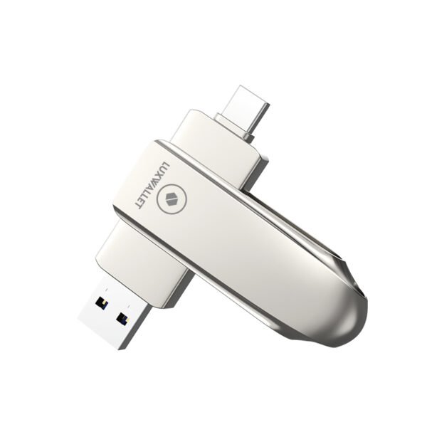 LUXWALLET PROX5 - Metalen USB 3.2 stick - 512GB Opslag - USB 3.2 - Draagbare Opslag Flash drive – Geheugen Stick + 360 ° rotatie - Zilver - Afbeelding 3