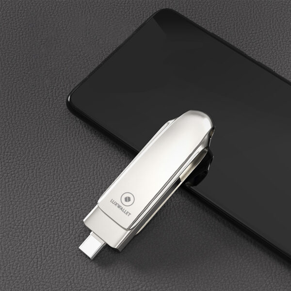 LUXWALLET PROX5 - Metalen USB 3.2 stick - 512GB Opslag - USB 3.2 - Draagbare Opslag Flash drive – Geheugen Stick + 360 ° rotatie - Zilver - Afbeelding 10