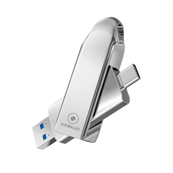 LUXWALLET PROX5 - Metalen USB 3.2 stick - 512GB Opslag - USB 3.2 - Draagbare Opslag Flash drive – Geheugen Stick + 360 ° rotatie - Zilver