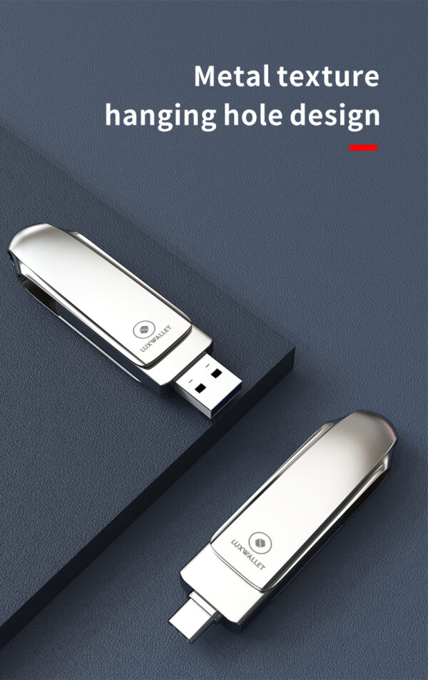 LUXWALLET PROX5 - Metalen USB 3.2 stick - 512GB Opslag - USB 3.2 - Draagbare Opslag Flash drive – Geheugen Stick + 360 ° rotatie - Zilver - Afbeelding 9