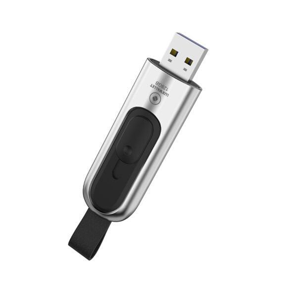 LUXWALLET PD1 Metalen USB3.1/3.0 Flash Drive – USB Stick - 64GB - Leessnelheid tot 100Mb/s – Push&Pull met Leren Staartriem- Zilver - Afbeelding 4
