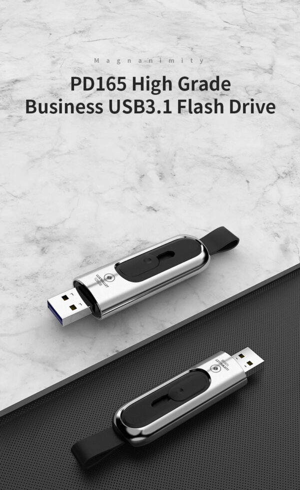 LUXWALLET PD1 Metalen USB3.1/3.0 Flash Drive – USB Stick - 64GB - Leessnelheid tot 100Mb/s – Push&Pull met Leren Staartriem- Zilver - Afbeelding 6