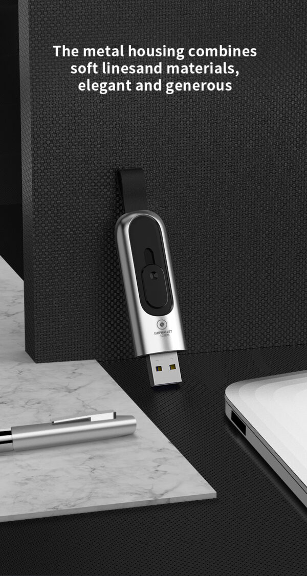 LUXWALLET PD1 Metalen USB3.1/3.0 Flash Drive – USB Stick - 64GB - Leessnelheid tot 100Mb/s – Push&Pull met Leren Staartriem- Zilver - Afbeelding 8