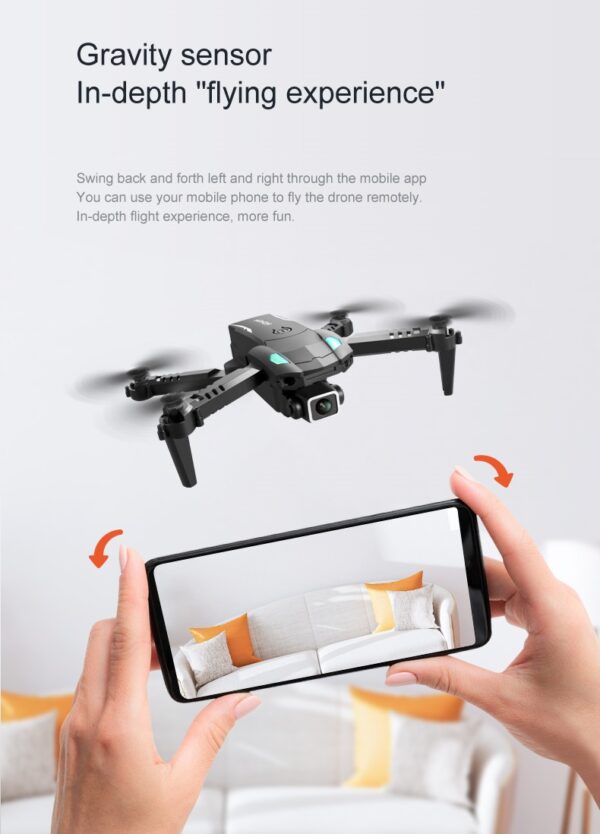 LUXWALLET AeroGlide Ultra - Drone Met Driezijdige Obstakel Ontwijking - Drone Met Twee Camera’s - 480P – Opvouwbaar - Richtingspunt Vluchtmodus – Zwart - Afbeelding 3