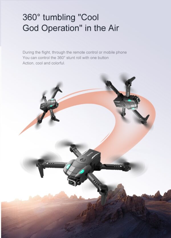 LUXWALLET AeroGlide Ultra - Drone Met Driezijdige Obstakel Ontwijking - Drone Met Twee Camera’s - 480P – Opvouwbaar - Richtingspunt Vluchtmodus – Zwart - Afbeelding 14