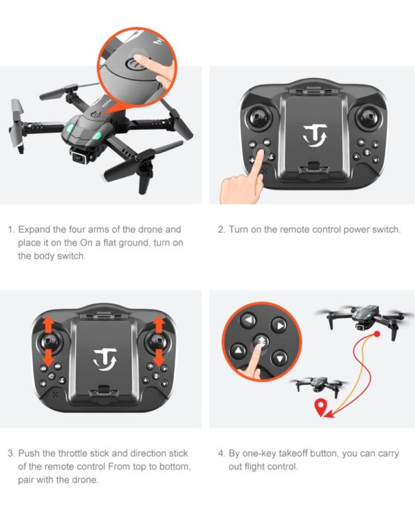 LUXWALLET AeroGlide Ultra - Drone Met Driezijdige Obstakel Ontwijking - Drone Met Twee Camera’s - 480P – Opvouwbaar - Richtingspunt Vluchtmodus – Zwart - Afbeelding 15