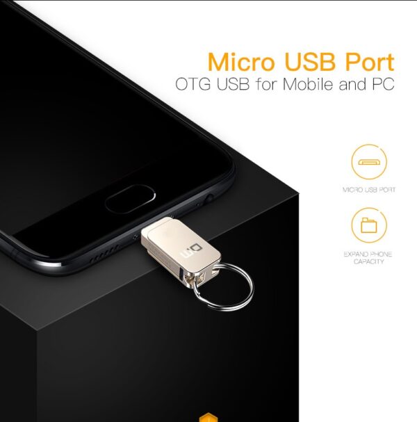 LUXWALLET PD20 Mini USB Stick USB 2.0/ Micro USB - OTG - Flash Drive – Geheugen –360 Graden Rotatieontwerp – 128GB - Zilver - Afbeelding 4