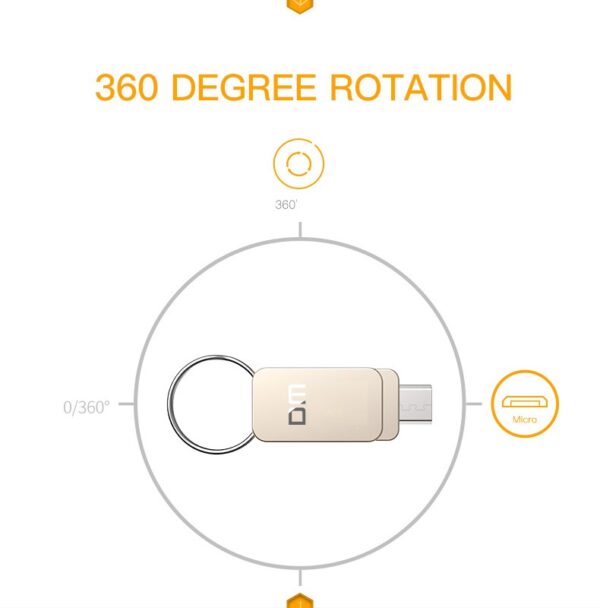 LUXWALLET PD20 Mini USB Stick USB 2.0/ Micro USB - OTG - Flash Drive – Geheugen –360 Graden Rotatieontwerp – 128GB - Zilver - Afbeelding 7