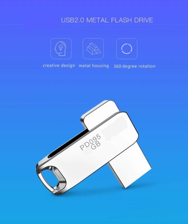 LUXWALLET PD6 Mini USB Stick 64GB USB 2.0 Flash Drive – Geheugen –360 Graden Roteerbaar- Zilver - Afbeelding 6