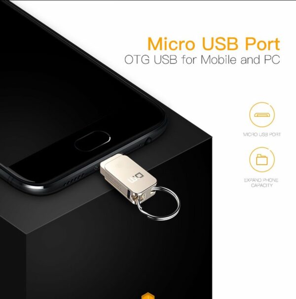 LUXWALLET PD20 Mini USB Stick USB 2.0/ Micro USB - OTG - Flash Drive – Geheugen –360 Graden Rotatieontwerp – 32GB - Zilver - Afbeelding 6
