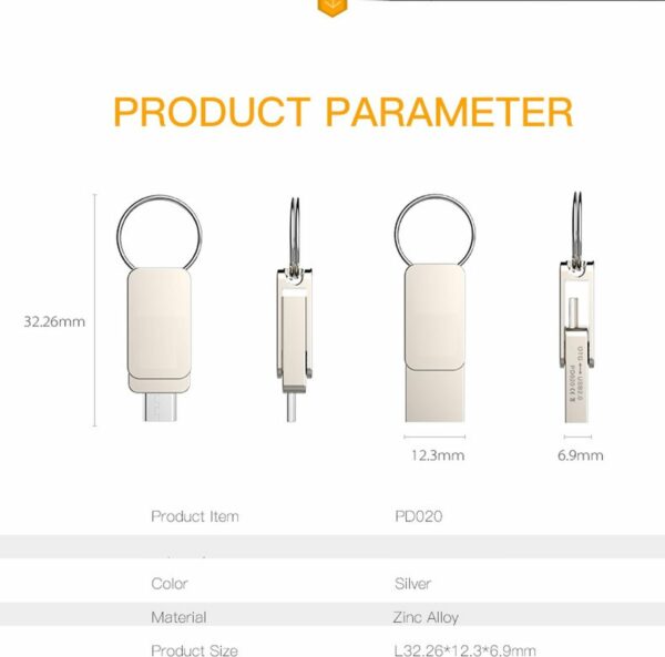 LUXWALLET PD20 Mini USB Stick USB 2.0/ Micro USB - OTG - Flash Drive – Geheugen –360 Graden Rotatieontwerp – 32GB - Zilver - Afbeelding 11