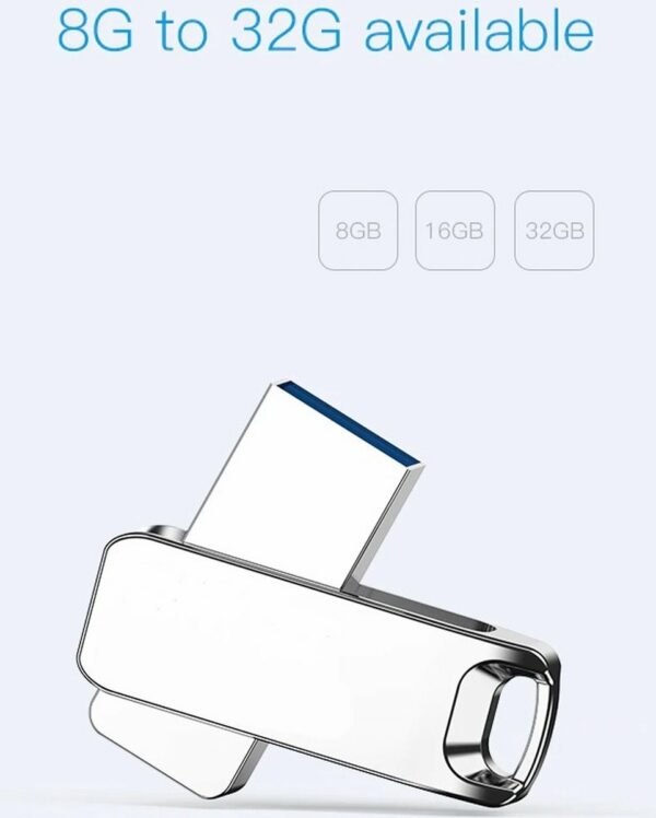 LUXWALLET PD6 Mini USB Stick 64GB USB 2.0 Flash Drive – Geheugen –360 Graden Roteerbaar- Zilver - Afbeelding 9