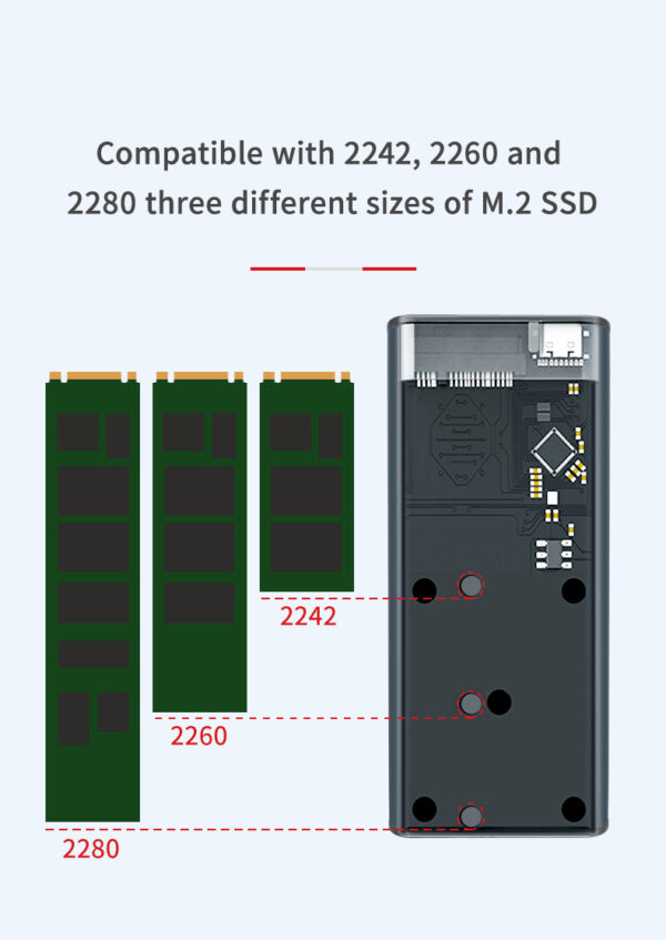 Luxwallet HD480 Externe Harde Schijf Behuizing - M.2 NGFF SSD Naar USB 3.1 Type-C Gen2 SATA3 Converter - 5Gbps - Ondersteunende Hard Drives 2242/2260/2280 - Grijs - Afbeelding 12