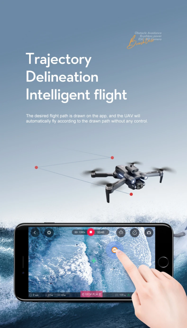LUXWALLET Libra Light Ethereal - Drone Met Driezijdige Obstakel Ontwijking - Drone Met Twee Camera’s - Opvouwbaar - 360° Vliegsysteem - Richtingspunt Vluchtmodus – 50x Zoom – Zwart - Afbeelding 12