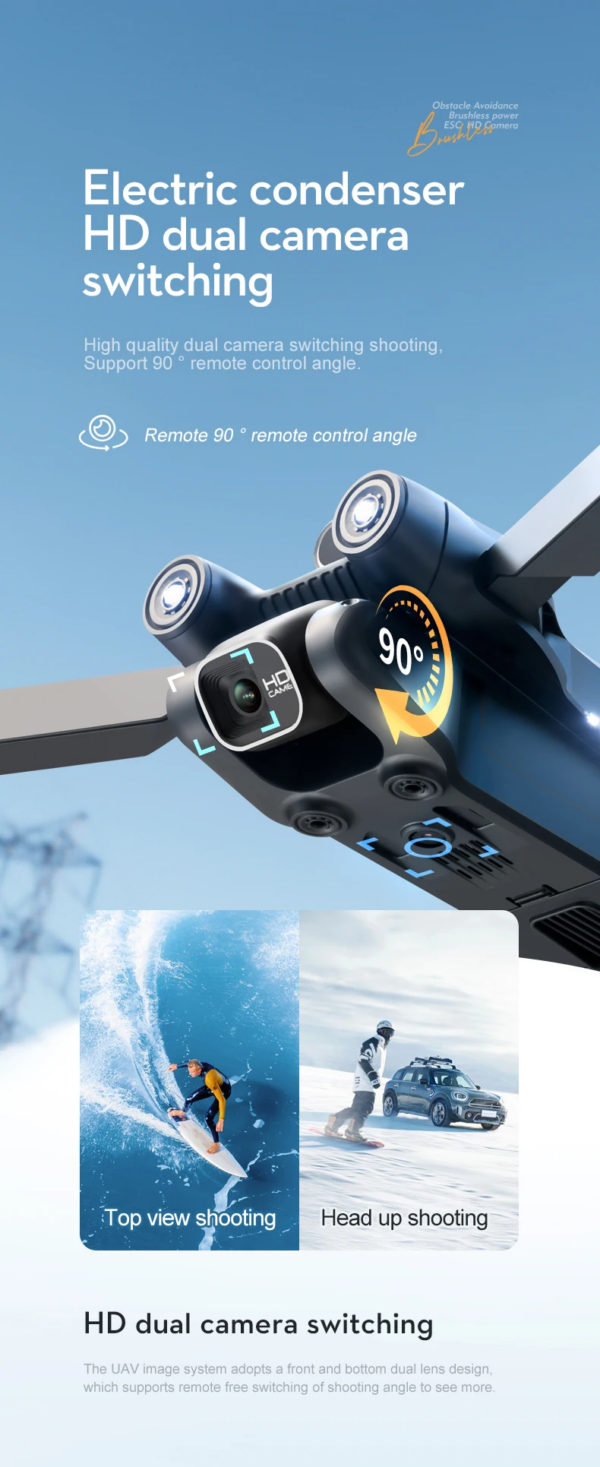 LUXWALLET Libra Light Ethereal - Drone Met Driezijdige Obstakel Ontwijking - Drone Met Twee Camera’s - Opvouwbaar - 360° Vliegsysteem - Richtingspunt Vluchtmodus – 50x Zoom – Zwart - Afbeelding 7