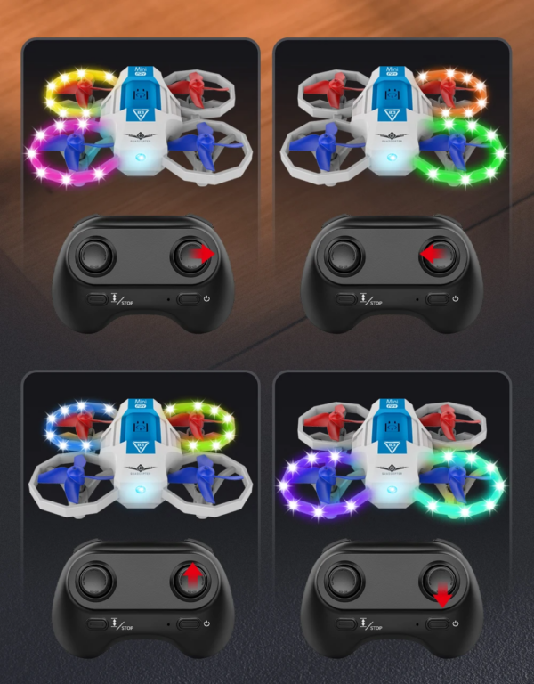 LUXWALLET SkySparky – Mini Beginners Drone – 2.4GHz Drone – Mini Quadcopter Drone – Met Verlichting – Voicecontrol – Wit - Afbeelding 10