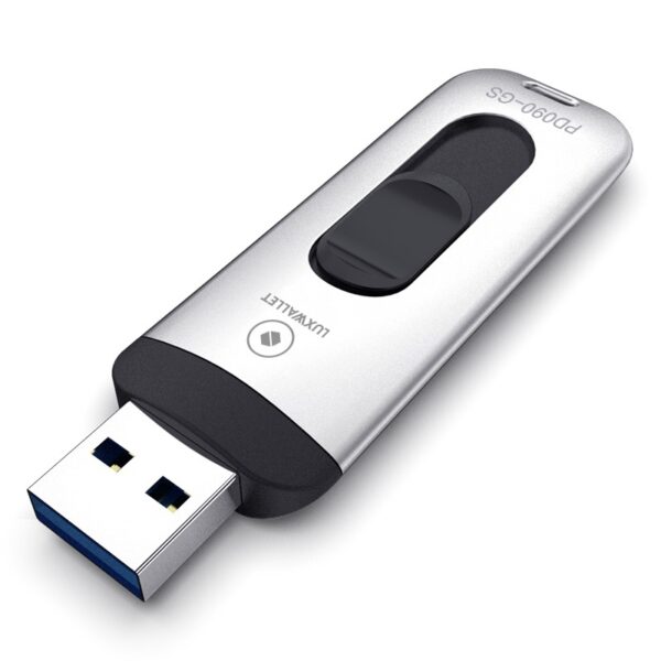 LUXWALLET PD9 USB 3.0 Flash Drive – Metalen USB Stick - 32GB High Speed Draagbare Geheugen Stick - Leessnelheid tot 150 MB / S –Zilver/Zwart - Afbeelding 2
