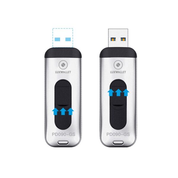 LUXWALLET PD9 USB 3.0 Flash Drive – Metalen USB Stick - 32GB High Speed Draagbare Geheugen Stick - Leessnelheid tot 150 MB / S –Zilver/Zwart - Afbeelding 3