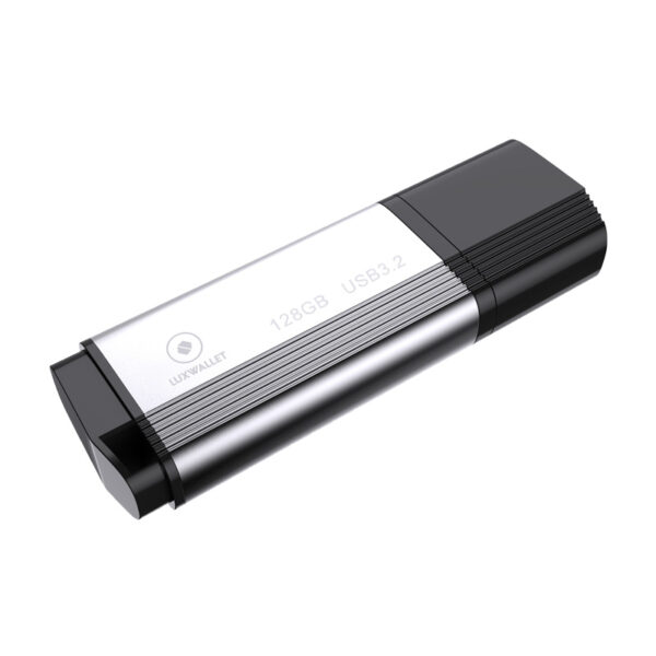LUXWALLET SpeedByte – USB 3.2 Flashdrive – 128GB – OTG – USB-Stick – Stootbestendig Design – Leessnelheid tot 100 Mbps – Snelle Overdracht – Zwart/Zilver - Afbeelding 2