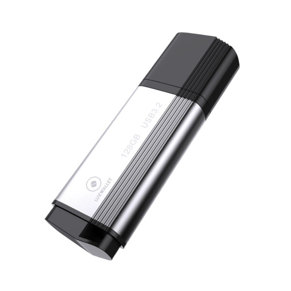 LUXWALLET SpeedByte – USB 3.2 Flashdrive – 128GB – OTG – USB-Stick – Stootbestendig Design – Leessnelheid tot 100 Mbps – Snelle Overdracht – Zwart/Zilver