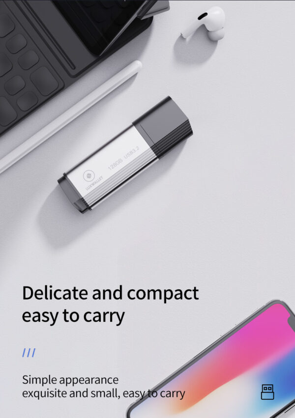 LUXWALLET SpeedByte – USB 3.2 Flashdrive – 128GB – OTG – USB-Stick – Stootbestendig Design – Leessnelheid tot 100 Mbps – Snelle Overdracht – Zwart/Zilver - Afbeelding 14