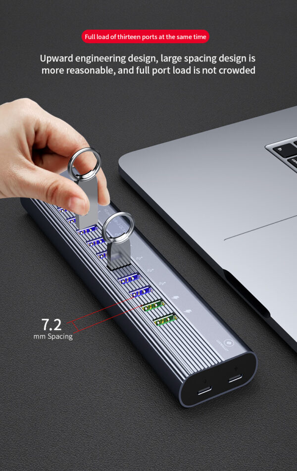LUXWALLET SpeedLink Nexus - 13 Poorten - USB 3.0 - Hub - Oplaadpoort - Type C - Zilver - Afbeelding 18