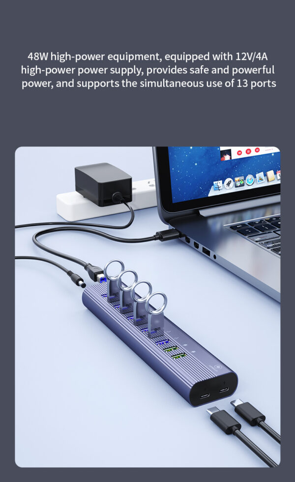 LUXWALLET SpeedLink Nexus - 13 Poorten - USB 3.0 - Hub - Oplaadpoort - Type C - Zilver - Afbeelding 21