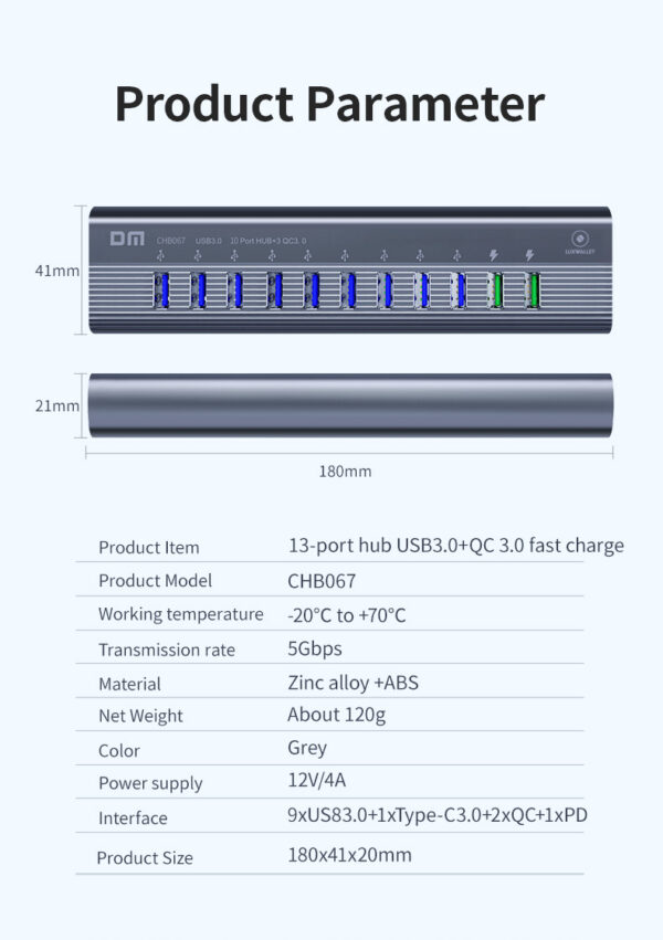 LUXWALLET SpeedLink Nexus - 13 Poorten - USB 3.0 - Hub - Oplaadpoort - Type C - Zilver - Afbeelding 10