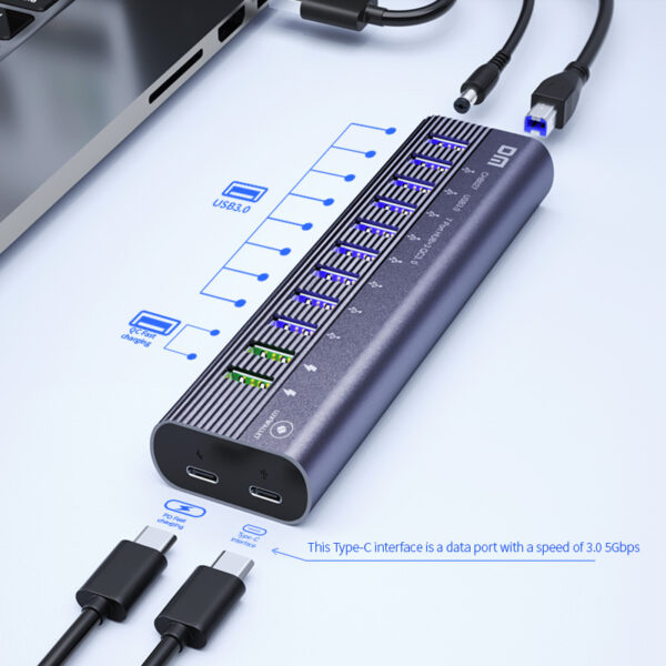 LUXWALLET SpeedLink Nexus - 13 Poorten - USB 3.0 - Hub - Oplaadpoort - Type C - Zilver - Afbeelding 7