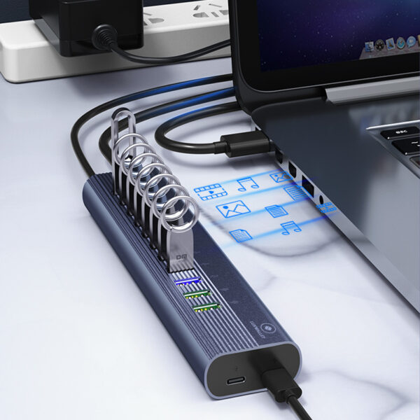 LUXWALLET SpeedLink Nexus - 13 Poorten - USB 3.0 - Hub - Oplaadpoort - Type C - Zilver - Afbeelding 6